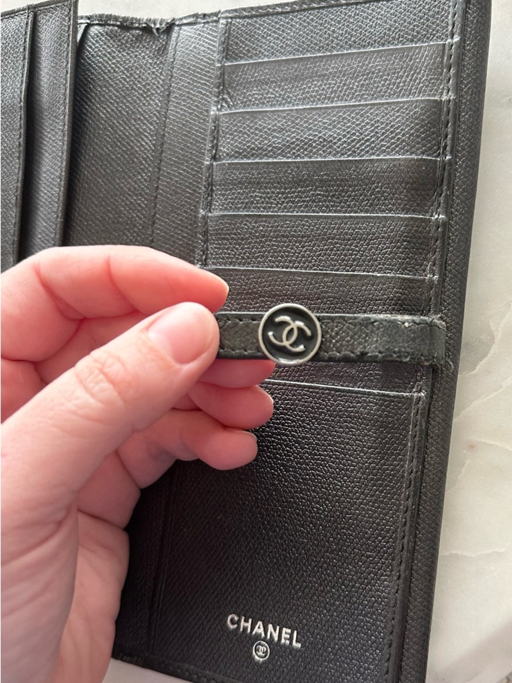 CHANEL Black Caviar Leather Long Wallet with CC Button - Picture 7 of 10